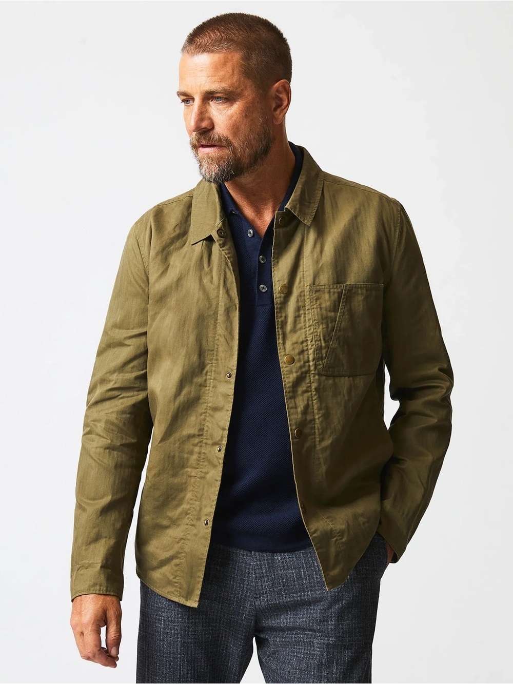 Billy Reid Leroy Shirt Jacket Moss Green Men’s XL Snap Button Shacket Cotton
